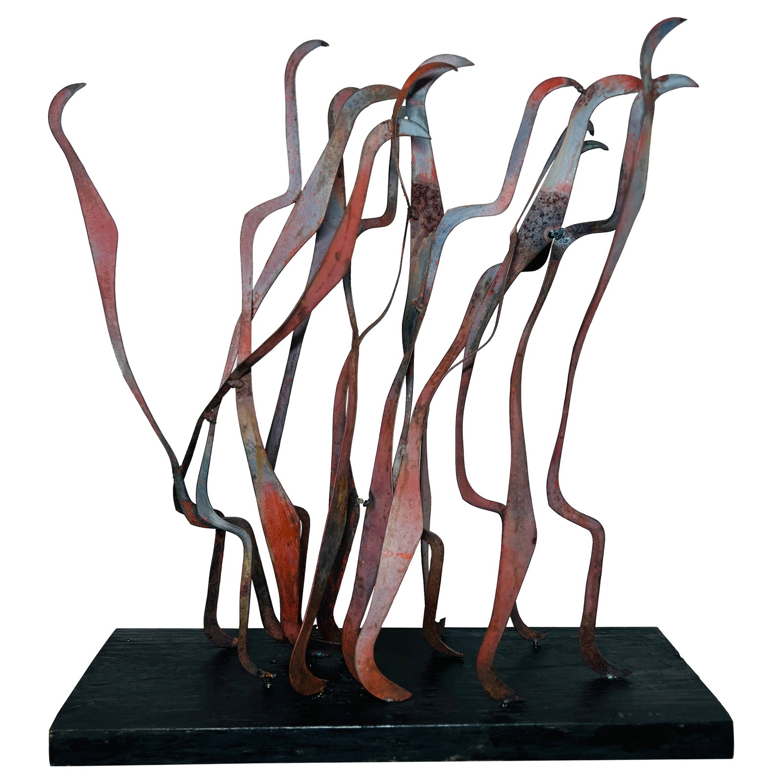 William C. Palmer Abstract Sculpture 1945 Forged Metal Wood Base: William C. Palmer Abstract Sculpture 1945 Forged Metal Wood Base Explore the captivating artistry of William C. Palmer with this Modern Abstract Sculpture, crafted circa 1945. This stunning piece feat