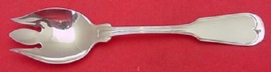 Frank Smith Sterling Silver Fiddle Thread Ice Cream Fork Custom 5.75": Frank Smith Sterling Silver Fiddle Thread Ice Cream Fork Custom 5.75" This exquisite ice cream fork is crafted from sterling silver and features the elegant Fiddle Thread pattern by Frank Smith. Measu