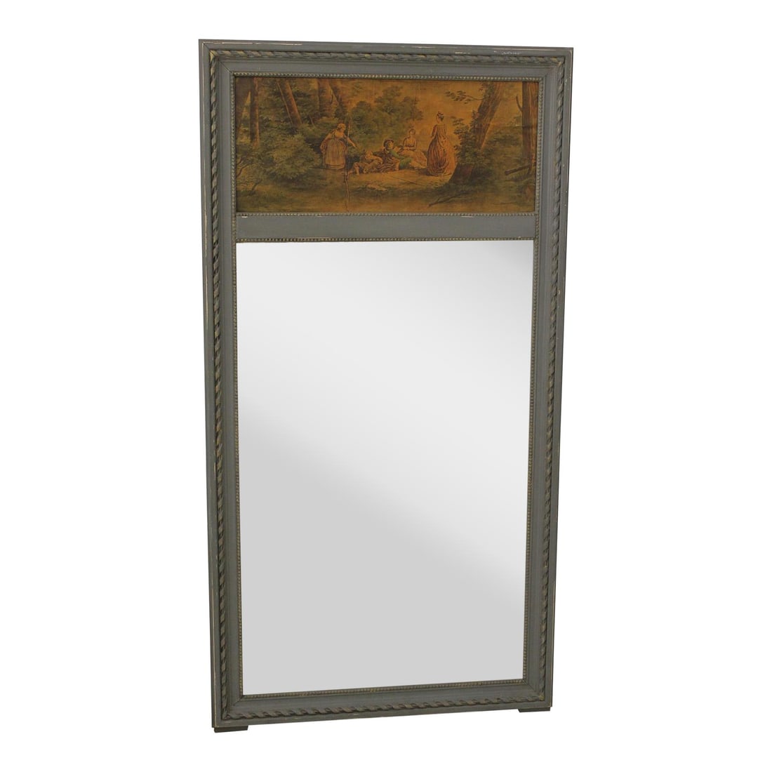 Vintage French Louis XV Trumeau Mirror Gray 31 x 59.5 Inches (1 of 10)