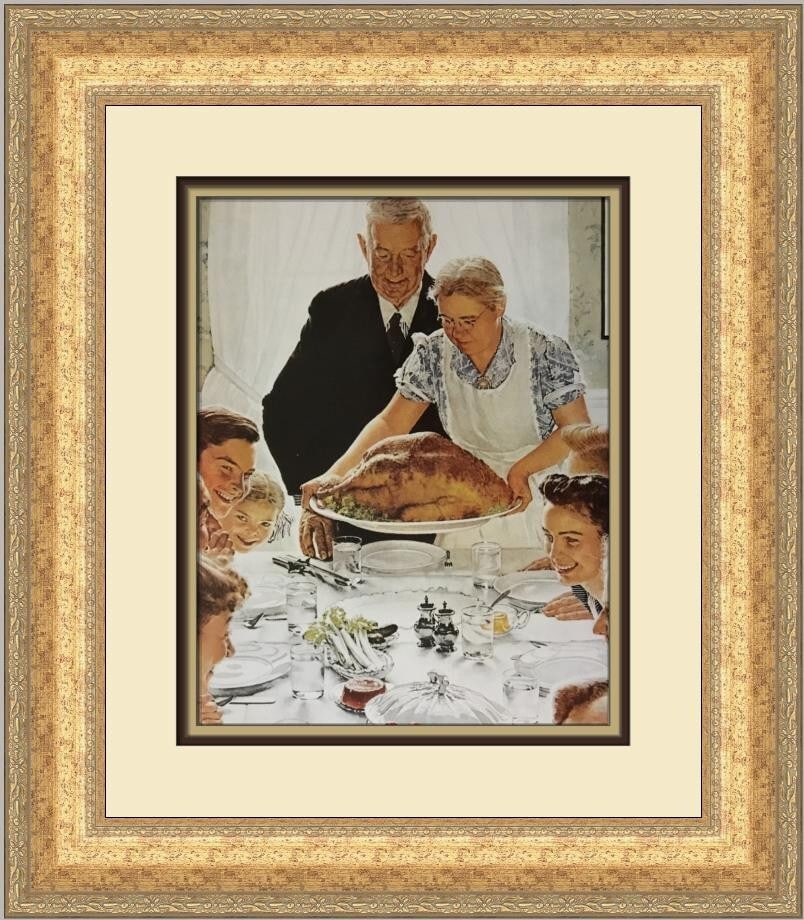 Norman Rockwell Freedom from Want Custom Framed Art Print: Norman Rockwell Freedom from Want Custom Framed Art Print This stunning custom framed print features Norman Rockwell's iconic piece "Freedom from Want," a celebrated representation of Americana Modern
