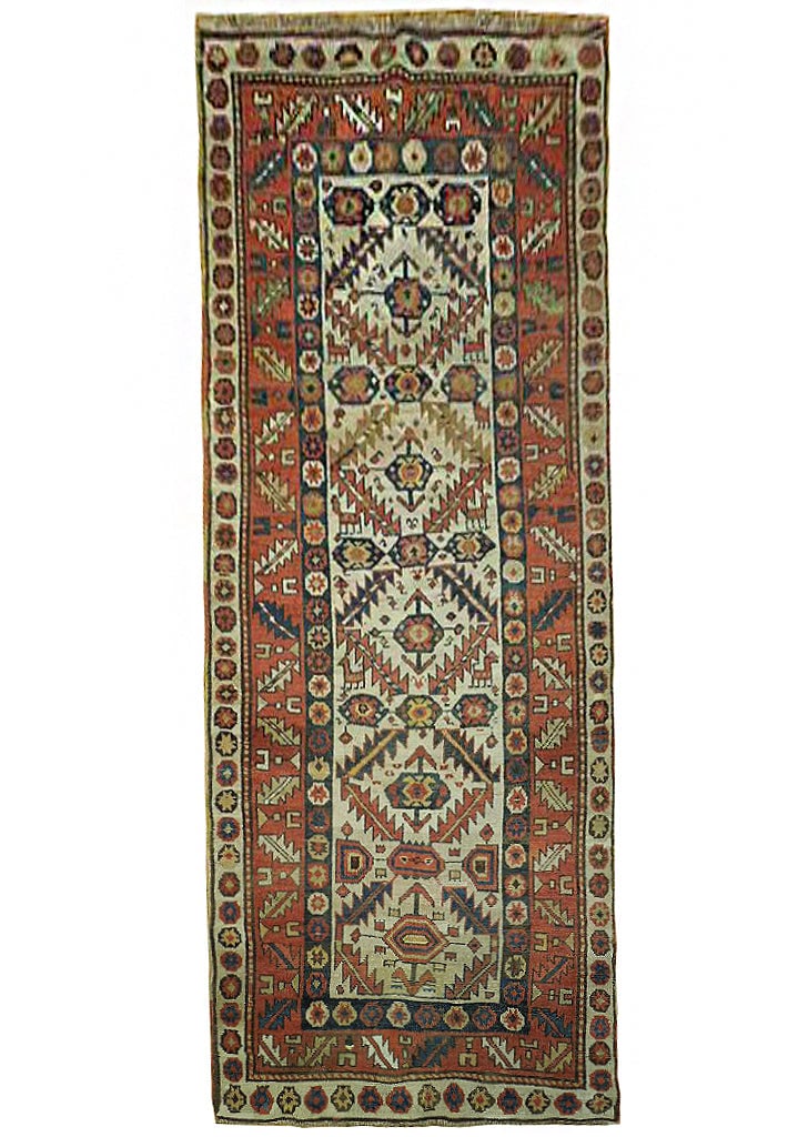 Antique Russian Kazak Rug 3'7 x 10' Traditional Design: Antique Russian Kazak Rug 3'7 x 10' Traditional Design Free continental US Shipping Enhance your home decor with this stunning 3.7 x 10 ivory antique Russian Kazak rug. This exquisite piece features t