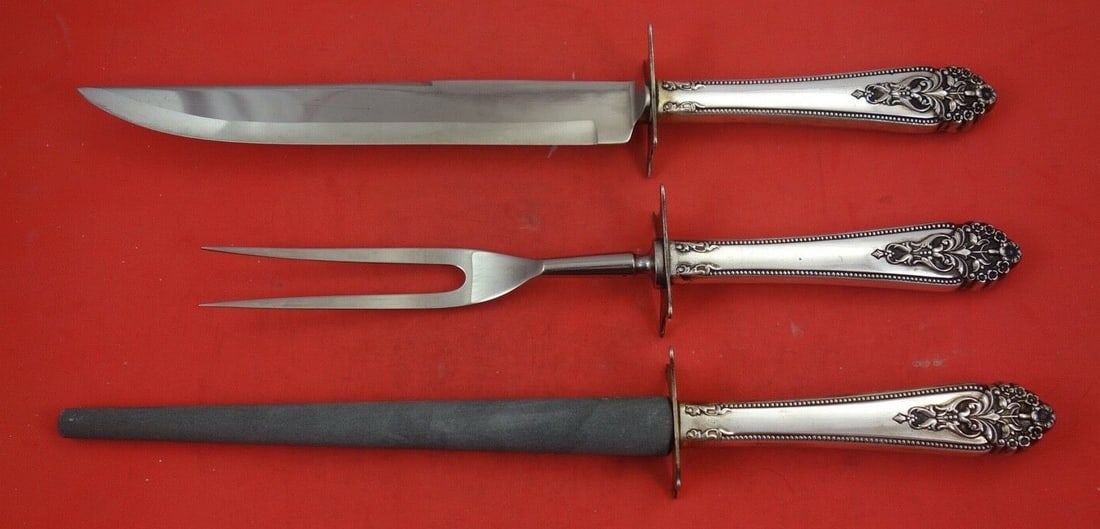 International Silver Queen's Lace 3-Pc Sterling Silver Carving Set (1 of 2)