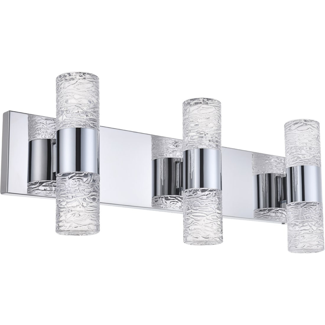 Vega 24in Chrome Crystal LED Wall Sconce 6 Light: Vega 24in Chrome Crystal LED Wall Sconce 6 Light Modern 6-light crystal and chrome wall sconce in the Vega collection. It features a polished chrome finish with steel, chrome, crystal, glass, and meta
