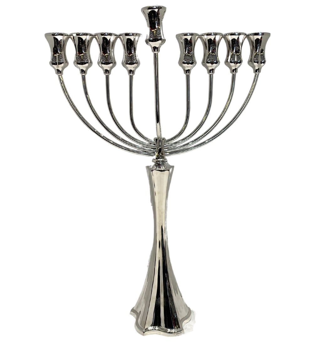 Elegant Handmade 925 Sterling Silver Modern Chanukah Menorah 23.23": Elegant Handmade 925 Sterling Silver Modern Chanukah Menorah 23.23" This exquisite Chanukah Menorah is crafted from fine 925 sterling silver and showcases a modern, handmade design with a shiny and sl
