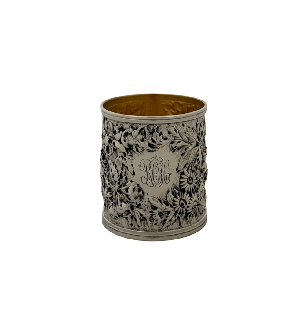 Warner 925 Sterling Silver Floral Repousse Cup (1 of 4)