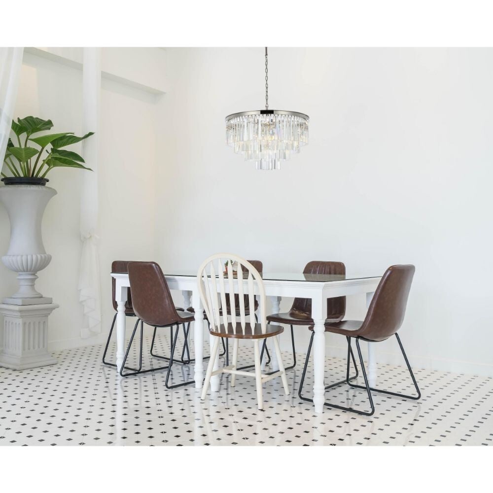Sydney 17 Light Crystal Chandelier Polished Nickel 32 in: Sydney 17 Light Crystal Chandelier Polished Nickel 32 in Modern 17-light crystal chandelier in a polished nickel finish, designed for indoor use in foyers, living rooms, dining rooms, bedrooms, hallwa