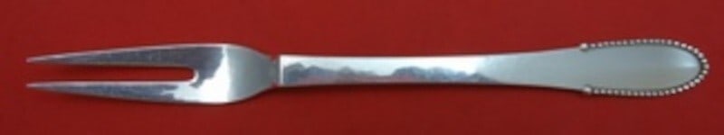 Georg Jensen Beaded Sterling Silver 2-Tine Meat Fork 8 Inch: Georg Jensen Beaded Sterling Silver 2-Tine Meat Fork 8 Inch This exquisite 2-tine meat fork is part of the Beaded pattern by Georg Jensen, crafted from high-quality sterling silver. With a length of 8