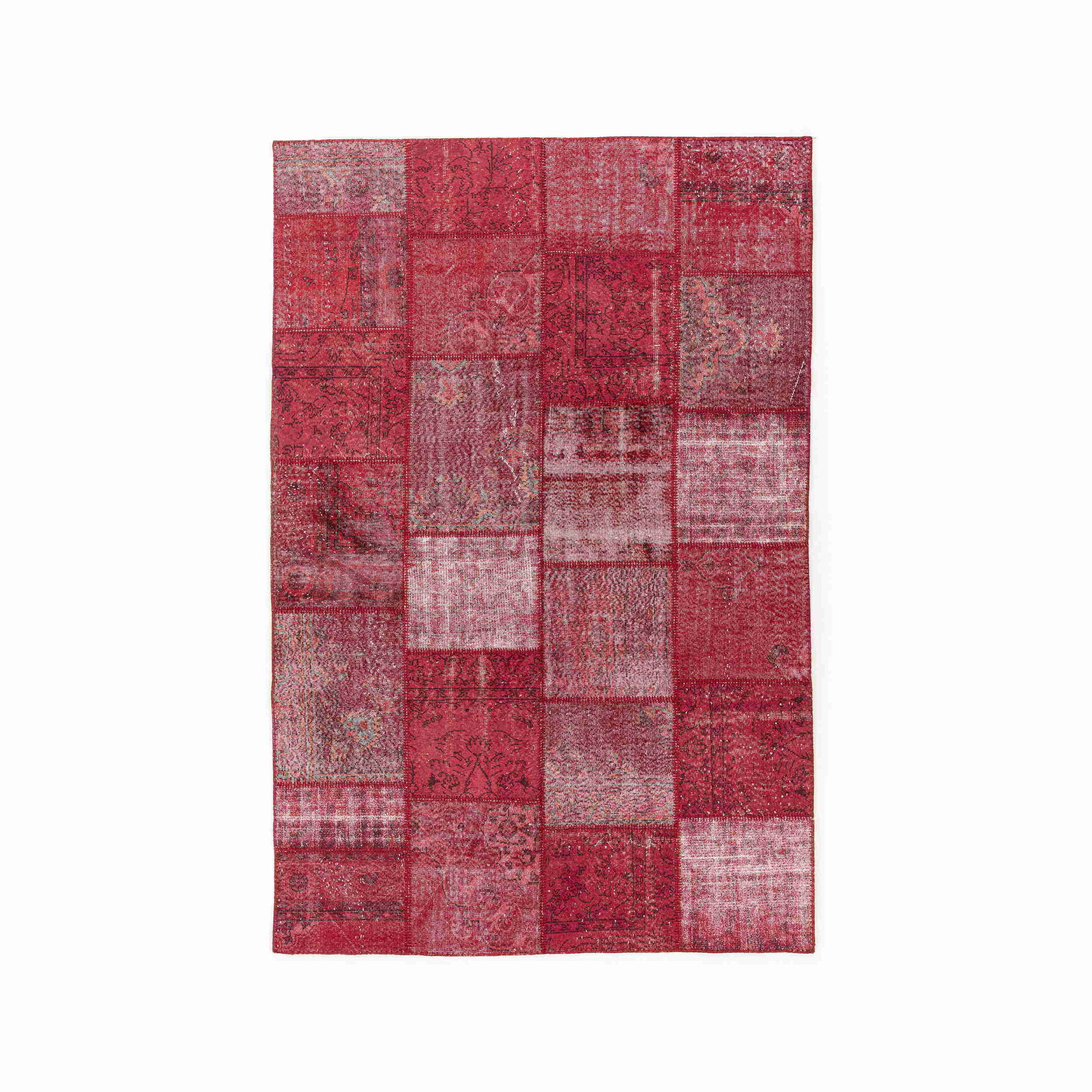 Authentic Handmade Patchwork Wool Carpet 77.2 x 118.1 Inches: Authentic Handmade Patchwork Wool Carpet 77.2 x 118.1 Inches This authentic handmade patchwork carpet is crafted from high-quality wool on wool, showcasing exquisite artistry. The intricate design fea