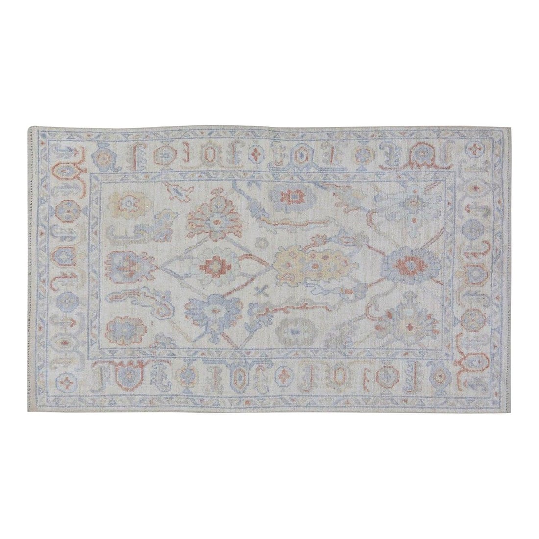Stone Gray Wool Oushak Rug Hand Knotted 3'10" x 6'3" (1 of 4)