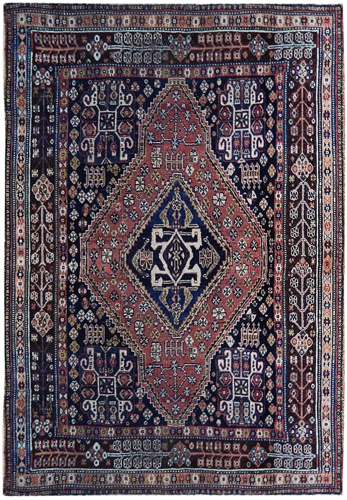Handcrafted Navy Blue Antique Persian Tribal Rug 4'7 x 5'9: Handcrafted Navy Blue Antique Persian Tribal Rug 4'7 x 5'9 Free continental US Shipping Experience the elegance of this handcrafted Navy Blue Antique Persian Tribal Rug, meticulously woven by skilled 