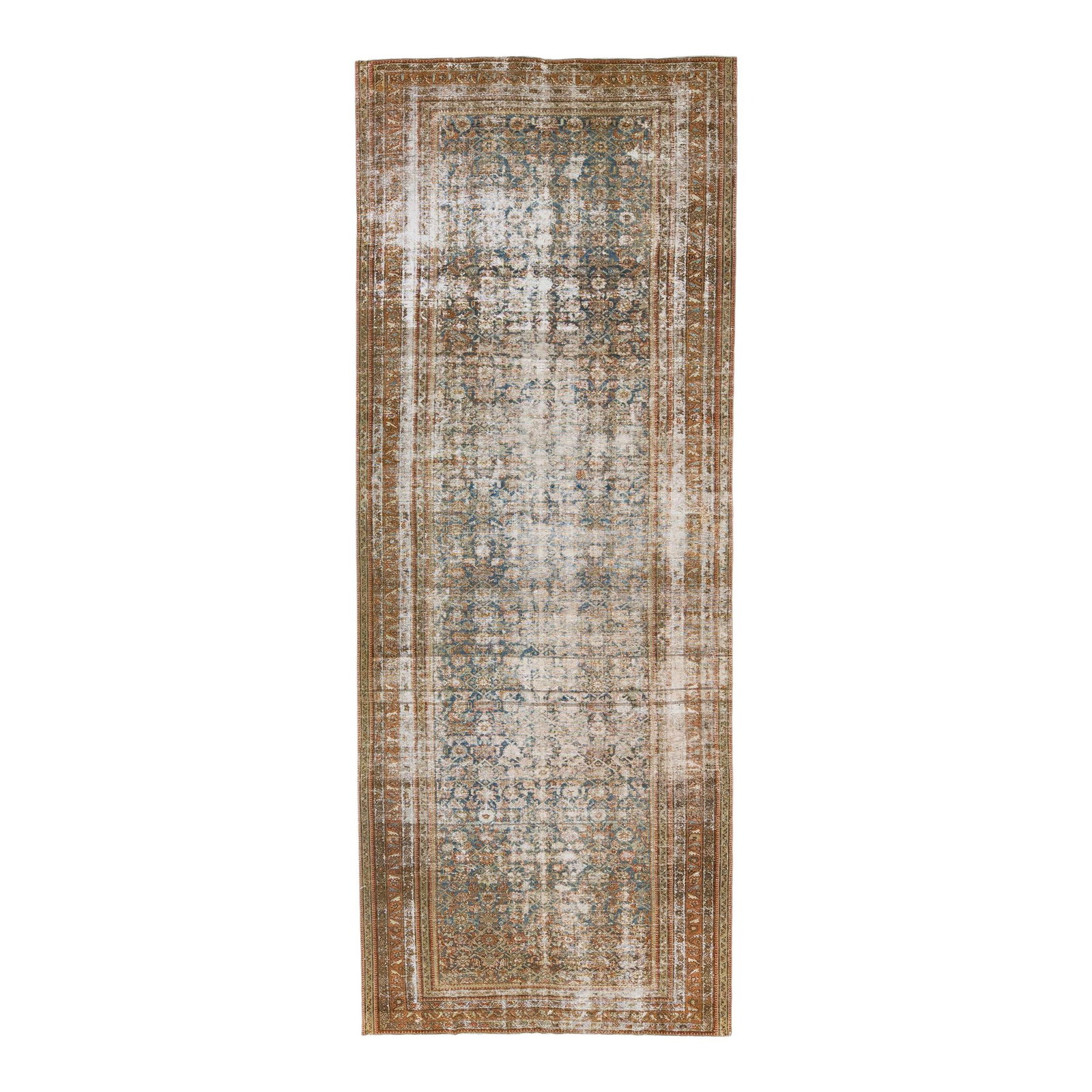 Antique Persian Malayer Wool Runner Blue Floral 6'4 x 16'6: Antique Persian Malayer Wool Runner Blue Floral 6'4 x 16'6 Discover the charm of this early 20th century antique Malayer runner, meticulously hand-knotted from high-quality wool. Featuring a stunning 