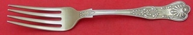 Wallace Kings Sterling Silver Dinner Fork 7.5 Inch Monogrammed: Wallace Kings Sterling Silver Dinner Fork 7.5 Inch Monogrammed This elegant dinner fork from the Kings pattern by Wallace is crafted from high-quality sterling silver, measuring 7 1/2 inches in length