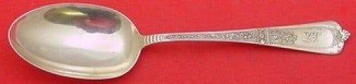 Gorham Domestic Sterling Silver Serving Spoon 8.25 Inch Monogrammed: Gorham Domestic Sterling Silver Serving Spoon 8.25 Inch Monogrammed Experience the elegance of the Domestic pattern by Gorham with this exquisite sterling silver serving spoon. Measuring 8 1/4 inches,