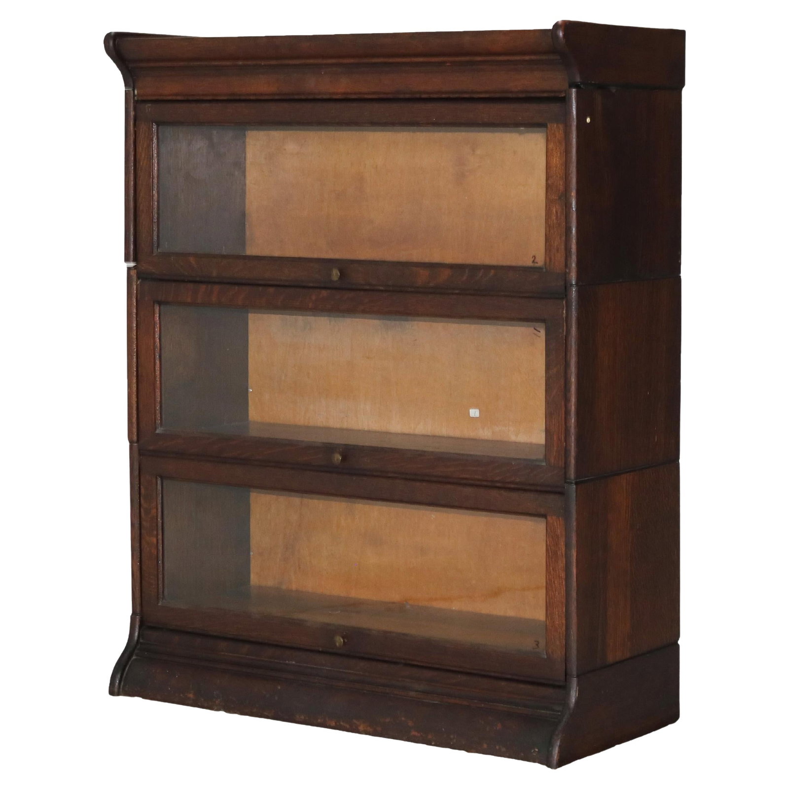 Antique Arts & Crafts Oak Barrister Bookcase C1920 with Glass Doors (1 of 8)