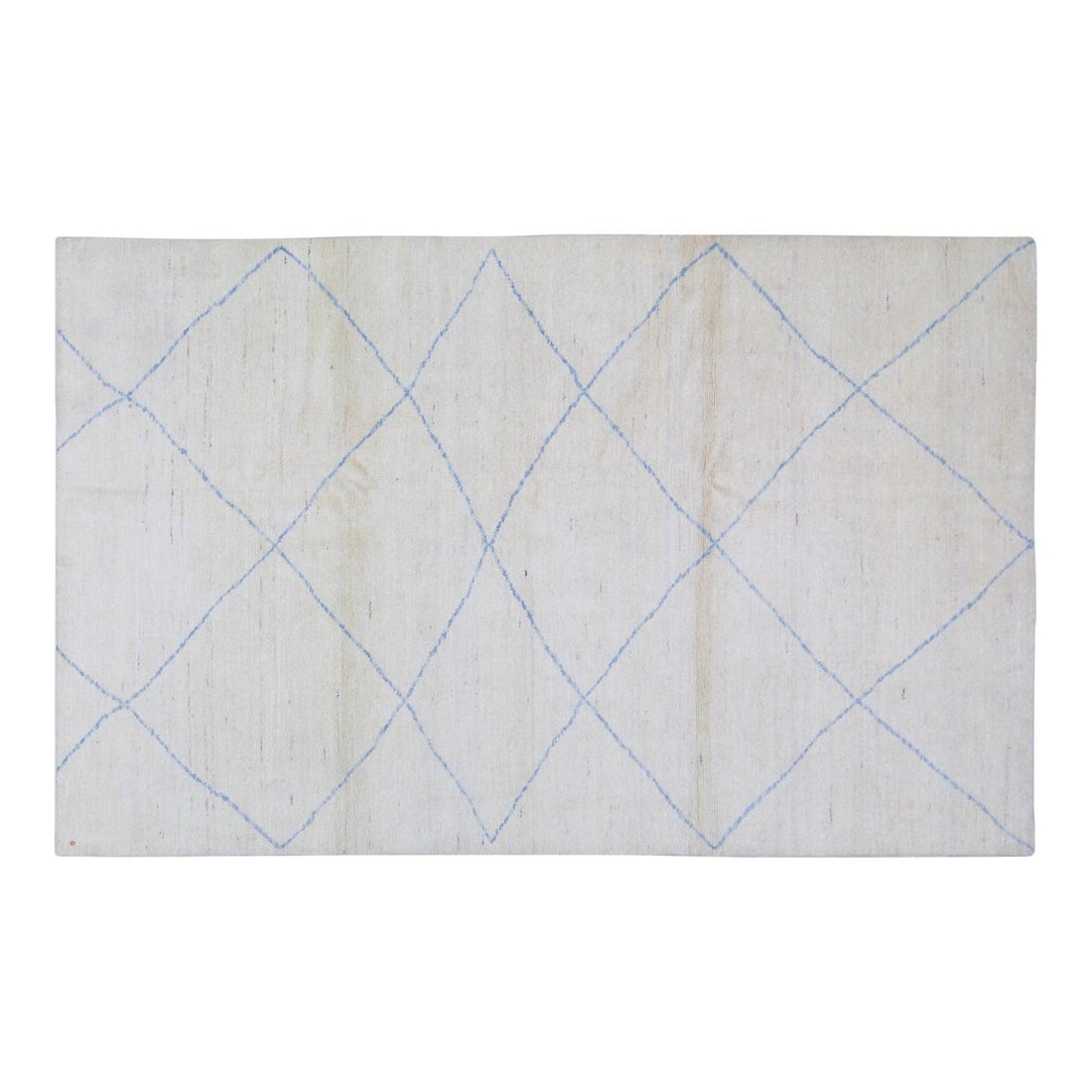 Tan Wool Rug Hand Knotted Moroccan Style 6'3 x 10': Tan Wool Rug Hand Knotted Moroccan Style 6'3 x 10' This Moroccan hand-knotted wool rug is crafted using traditional techniques, offering a blend of timeless craftsmanship and modern design. Its soft, 