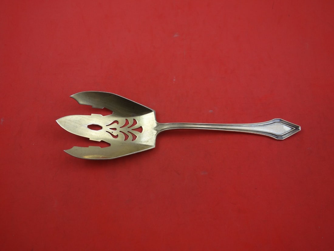 Gorham Clermont Sterling Silver Pierced Salad Serving Fork 7 1/4" (1 of 2)