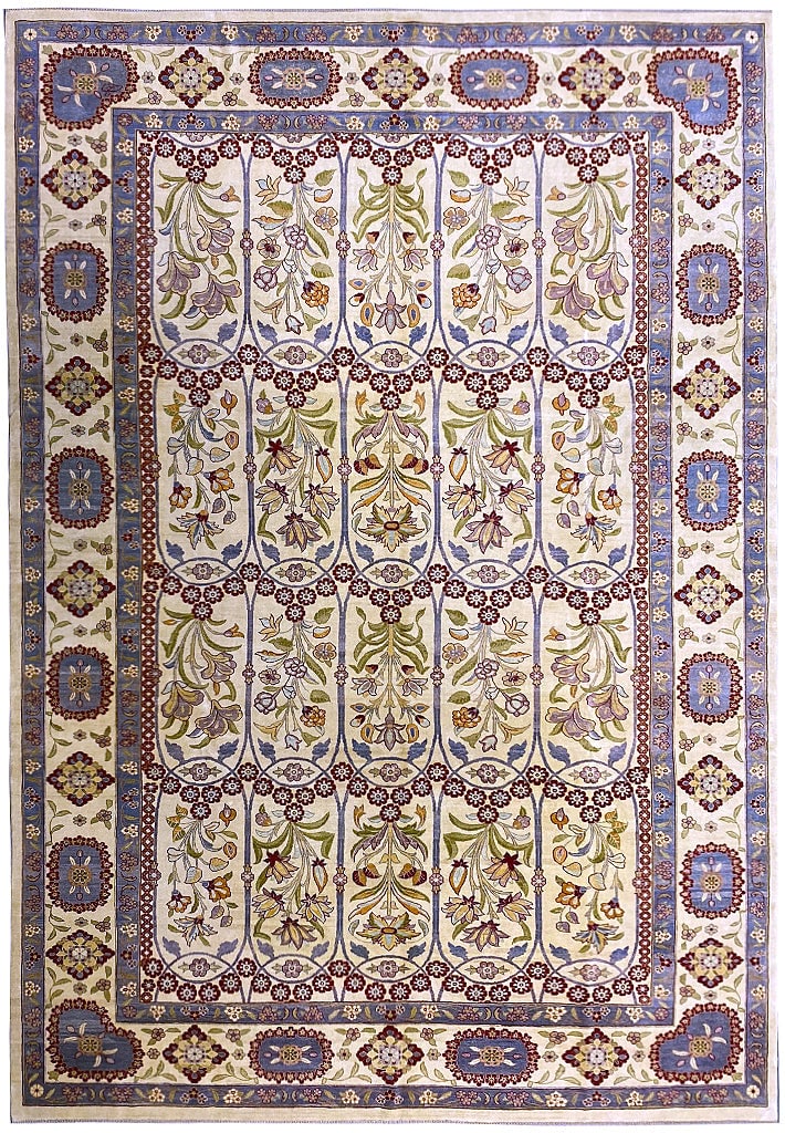 12' x 16' French Handmade Area Rug in Ivory Green Burgundy: 12' x 16' French Handmade Area Rug in Ivory Green Burgundy Free continental US Shipping Experience the elegance of French craftsmanship with this stunning 12' x 16' Amazing French Handmade Large Rug. 