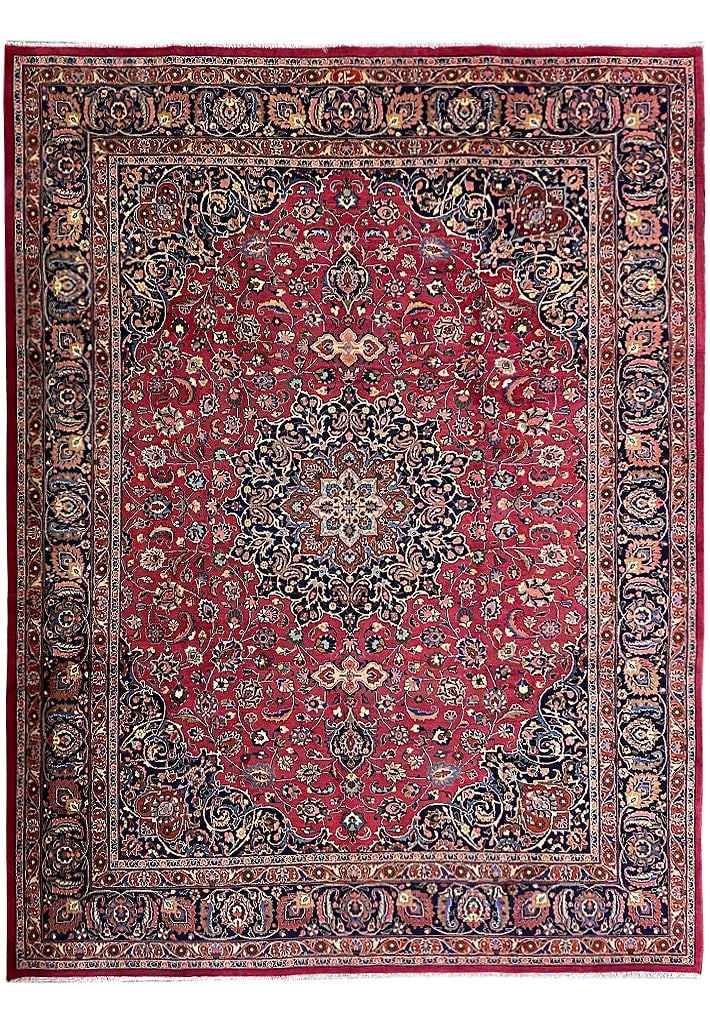 Authentic Persian Khorassan Mashad Rug 10 x 13 Feet Signed: Authentic Persian Khorassan Mashad Rug 10 x 13 Feet Signed Free continental US Shipping Enhance your home decor with this stunning 10 x 13 signed authentic Persian Khorassan Mashad rug. Crafted with e