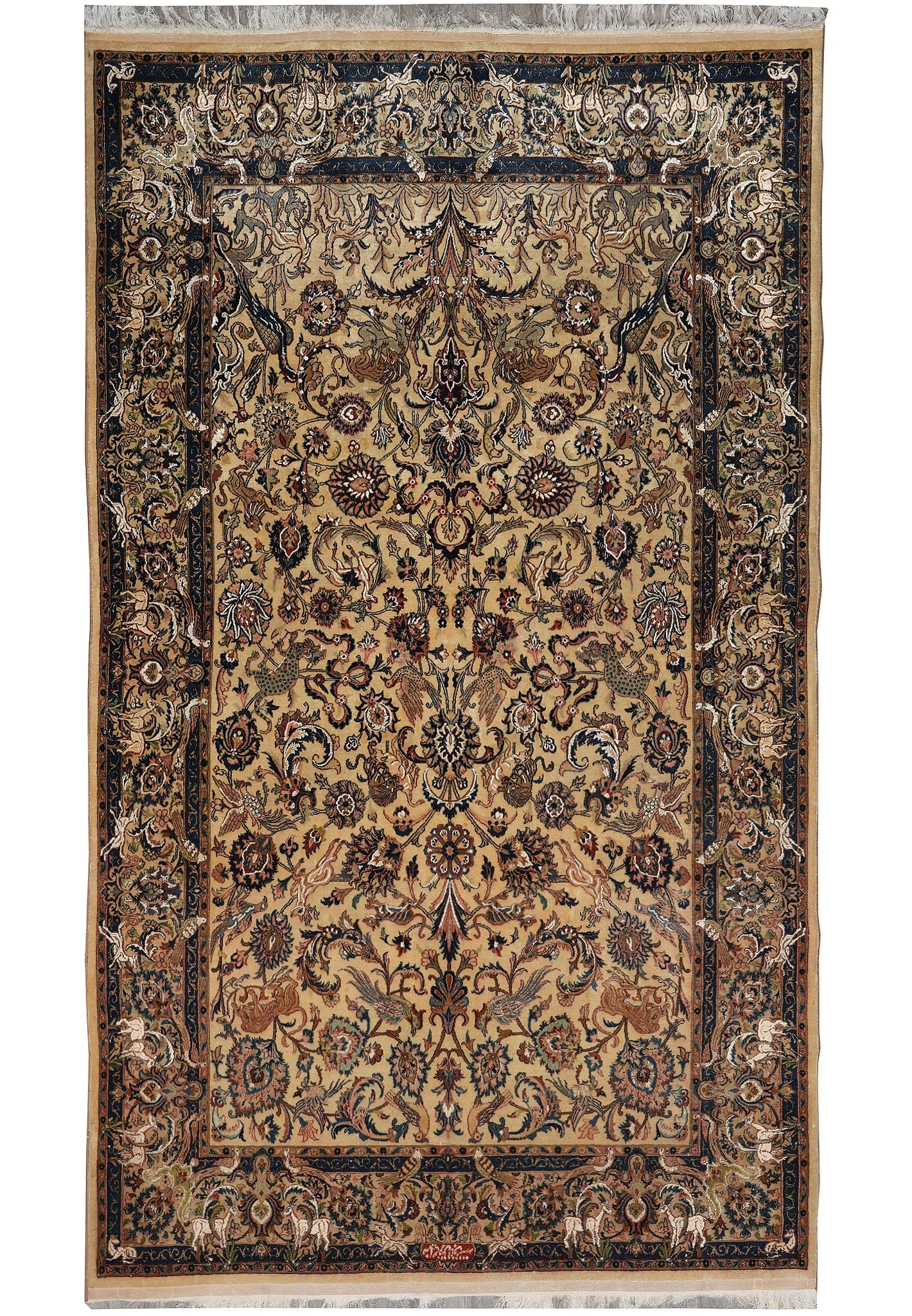 Authentic Persian Khorasan Hand-Knotted Animal Pattern Rug 6' 6" x 9' 11" 260 KPSI (1 of 13)