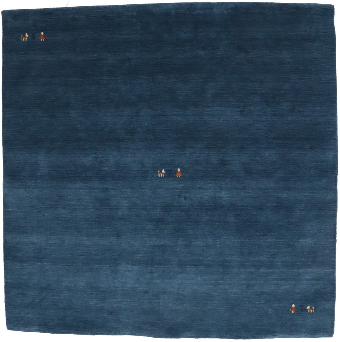 Modern Gabbeh Wool Rug 6'0 x 6'1 Square Pictorial Design for Kids Room: Modern Gabbeh Wool Rug 6'0 x 6'1 Square Pictorial Design for Kids Room Enhance your space with this Modern Gabbeh Wool Rug, featuring a striking square tribal pictorial design. Measuring 6'0" x 6'1", 
