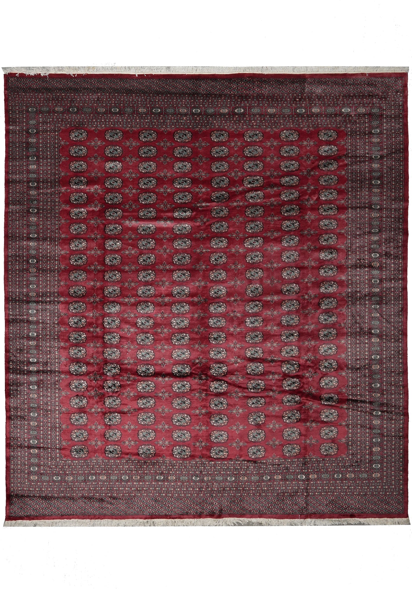 Hand Knotted Pakistan Bokhara Rug 8 x 9 Feet: Hand Knotted Pakistan Bokhara Rug 8 x 9 Feet Free continental US Shipping This hand-knotted Bokhara rug from Pakistan features a squarish design and measures approximately 8 by 9 feet. Crafted with tr