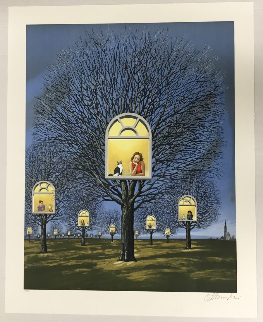 Rafal Olbinski Suspended Promises Signed Limited Edition Lithograph Print 106/350: Rafal Olbinski Suspended Promises Signed Limited Edition Lithograph Print 106/350 Discover the artistic vision of Rafal Olbinski with this stunning limited edition lithograph print titled "Suspended P