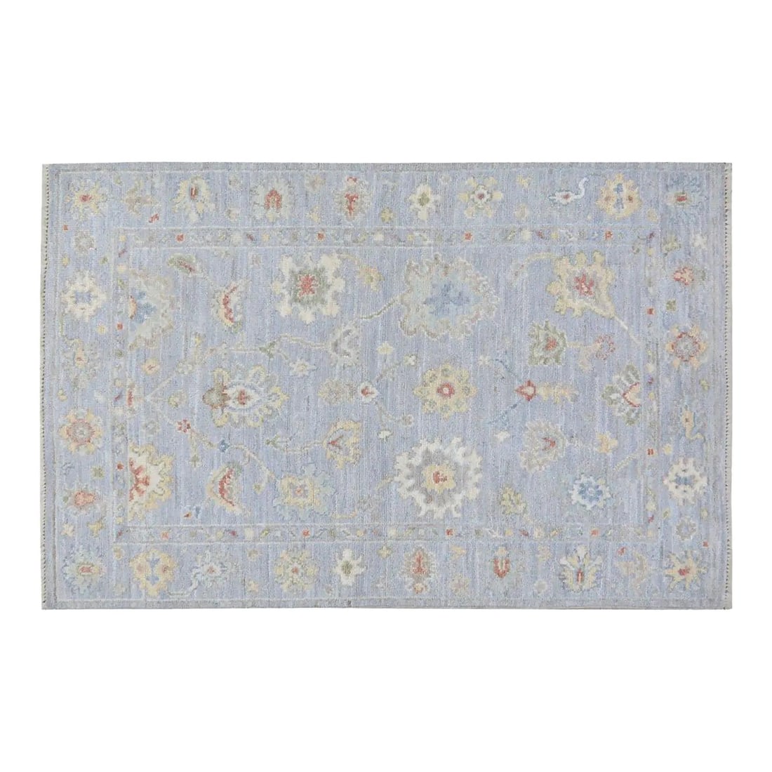 Stone Gray Wool Oushak Rug Hand Knotted Turkish 4'x6': Stone Gray Wool Oushak Rug Hand Knotted Turkish 4'x6' This Turkish Oushak rug is hand-knotted from wool using traditional techniques, offering a blend of timeless craftsmanship and modern design. Its 
