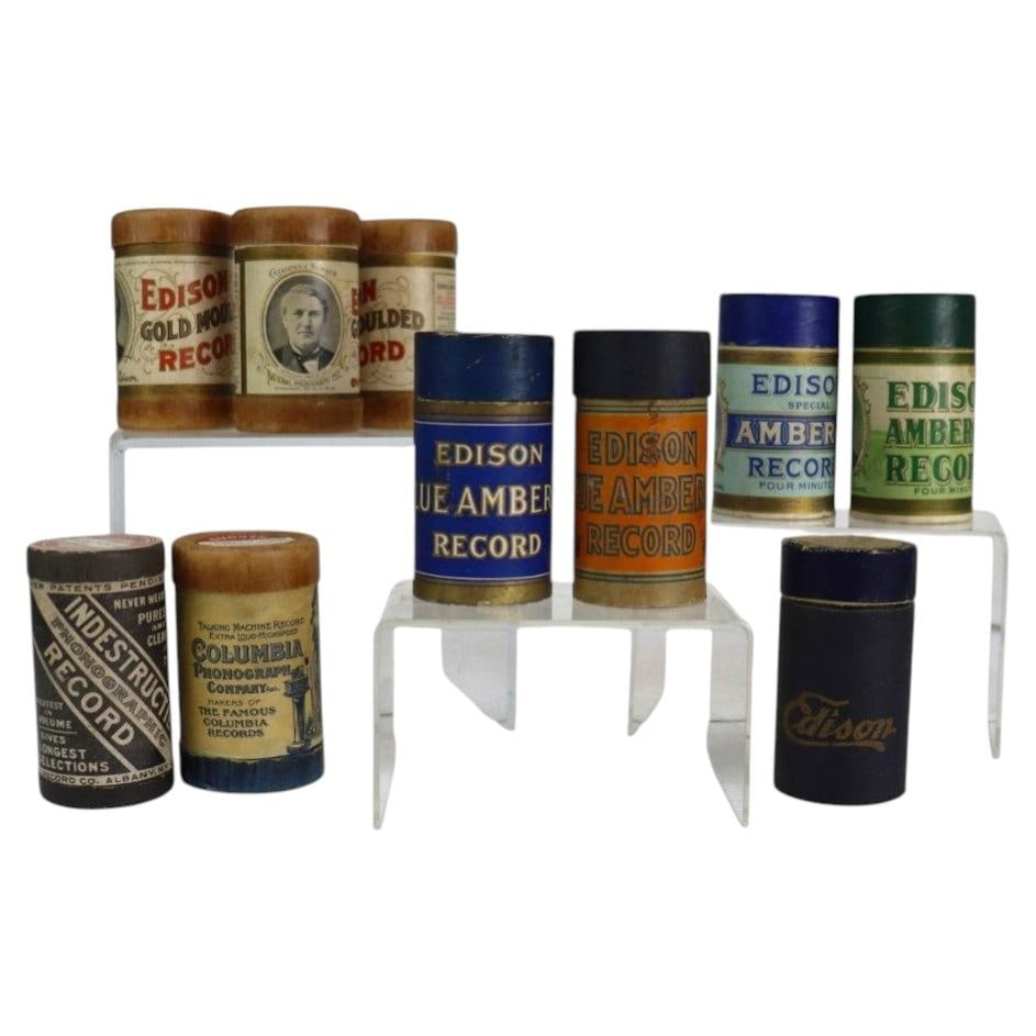 Set of 35 Edison record cylinders Amberol and Gold Moulded c1910 (1 of 18)