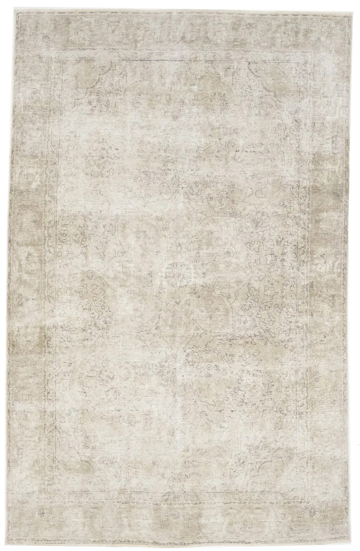 Hand-Knotted Wool Vintage Floral Rug 6'1 x 9'7 Distressed Oriental Carpet: Hand-Knotted Wool Vintage Floral Rug 6'1 x 9'7 Distressed Oriental Carpet Enhance your living space with this exquisite Antique Distressed Floral Oriental Rug, featuring a muted vintage style. Measuri