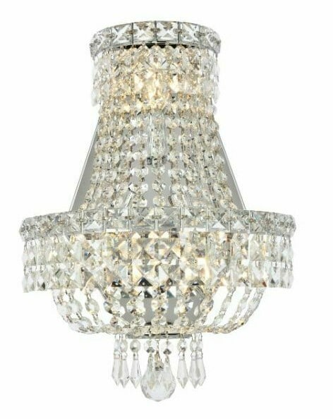 Tranquil Chrome Crystal Wall Sconce 3 Light 17 Inch (1 of 7)