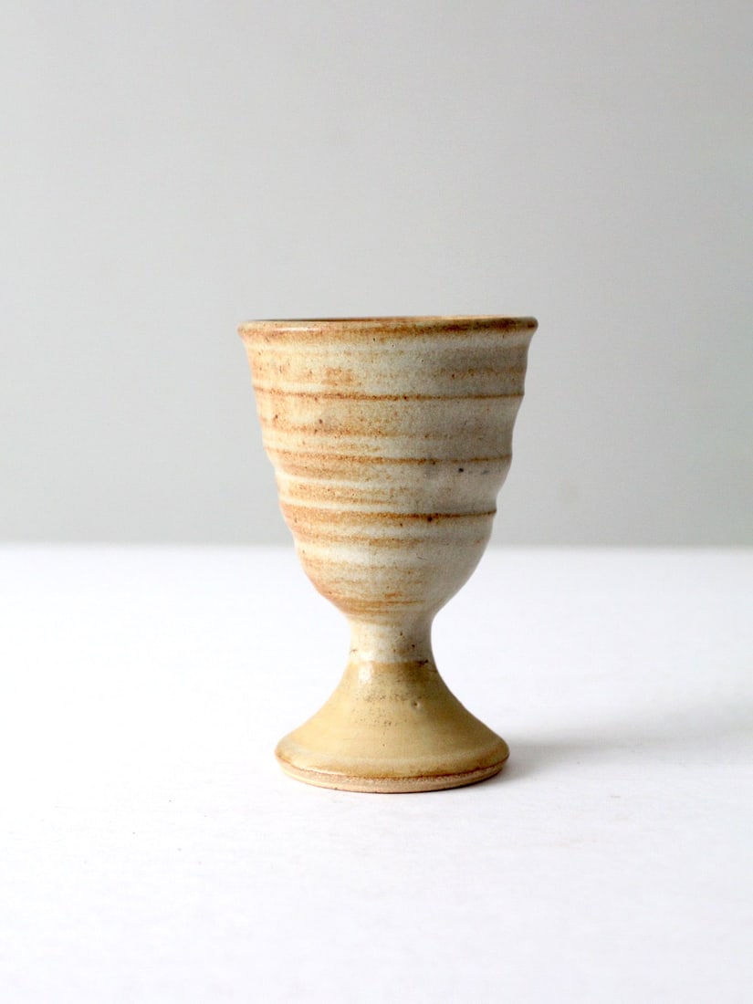 Vintage Handmade Studio Pottery Chalice Speckled Brown Glaze 6.25" (1 of 10)
