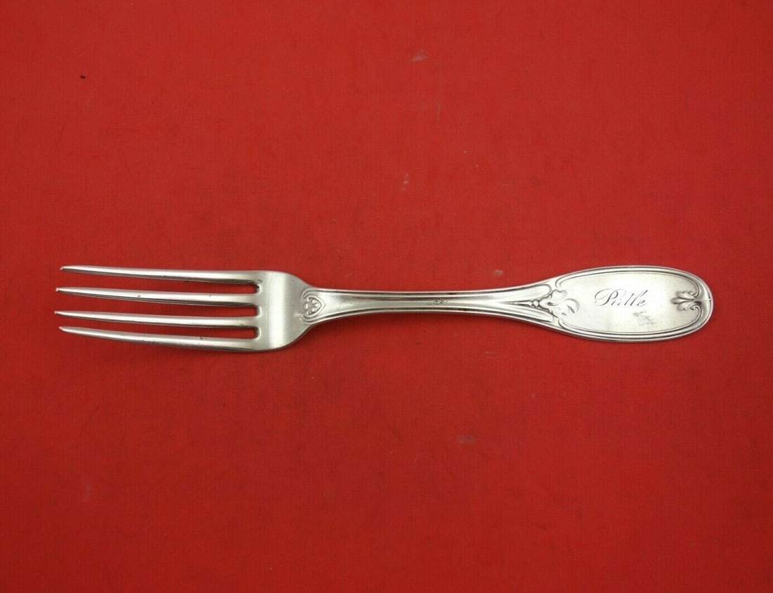 William Gale Tuscan Coin Silver Dinner Fork 7.5 Inch Flatware: William Gale Tuscan Coin Silver Dinner Fork 7.5 Inch Flatware This exquisite dinner fork from the Tuscan pattern by William Gale is crafted from high-quality coin silver, with a composition of .900 si
