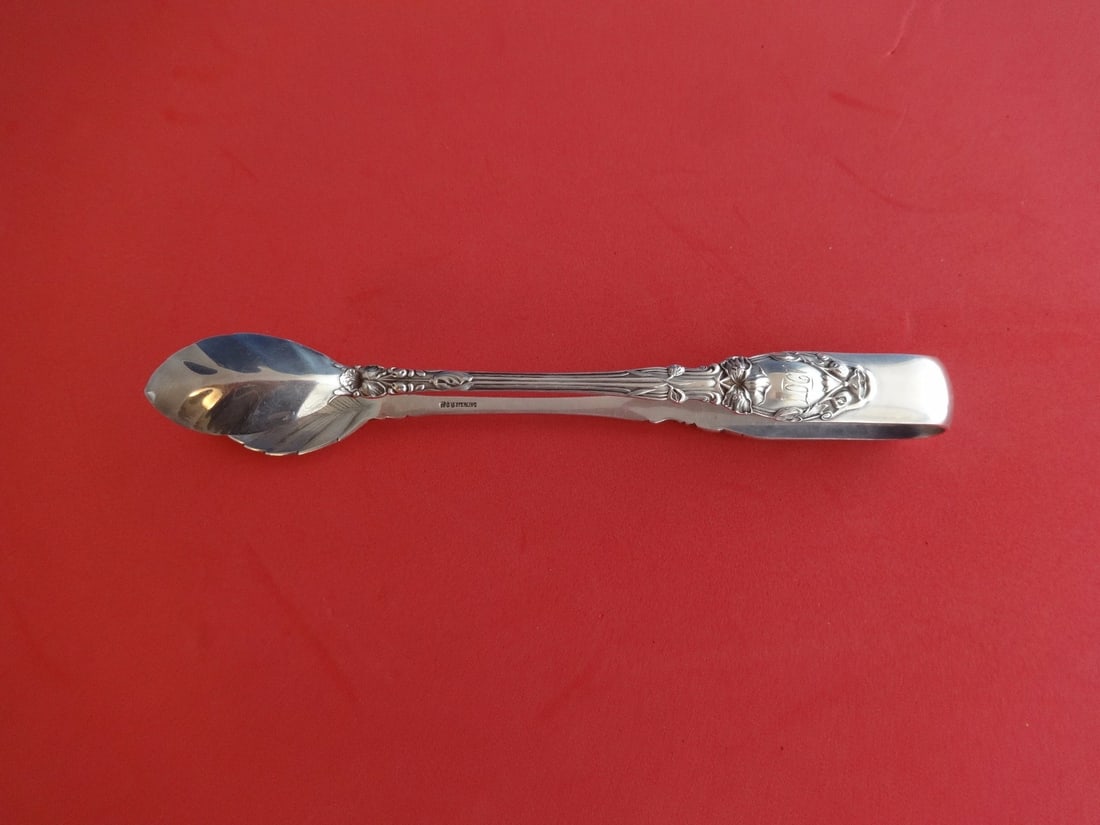 Gorham Virginiana Sterling Silver Unusual Ice Tong 6 1/8: Gorham Virginiana Sterling Silver Unusual Ice Tong 6 1/8 Virginiana by Gorham sterling silver ice tong in the Virginiana pattern. It is monogrammed, with monos varying, and is in excellent pre-owned c