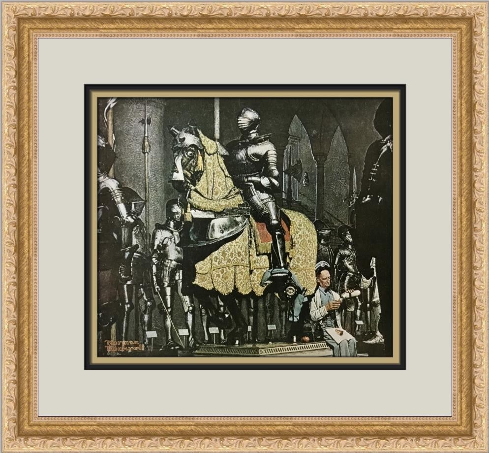 Norman Rockwell Lunch Break Custom Framed Art Print 16x16: Norman Rockwell Lunch Break Custom Framed Art Print 16x16 This stunning custom framed print titled "Lunch Break" by renowned artist Norman Rockwell captures the essence of Americana. Produced in 1979,