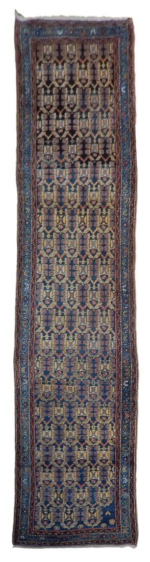 Handcrafted 3'5 x 12'9 Persian Hamadan Runner Rug: Handcrafted 3'5 x 12'9 Persian Hamadan Runner Rug Free continental US Shipping This exquisite Persian Hamadan runner rug, measuring 3' 5" x 12' 9", is handcrafted by skilled artisans, showcasing tradi