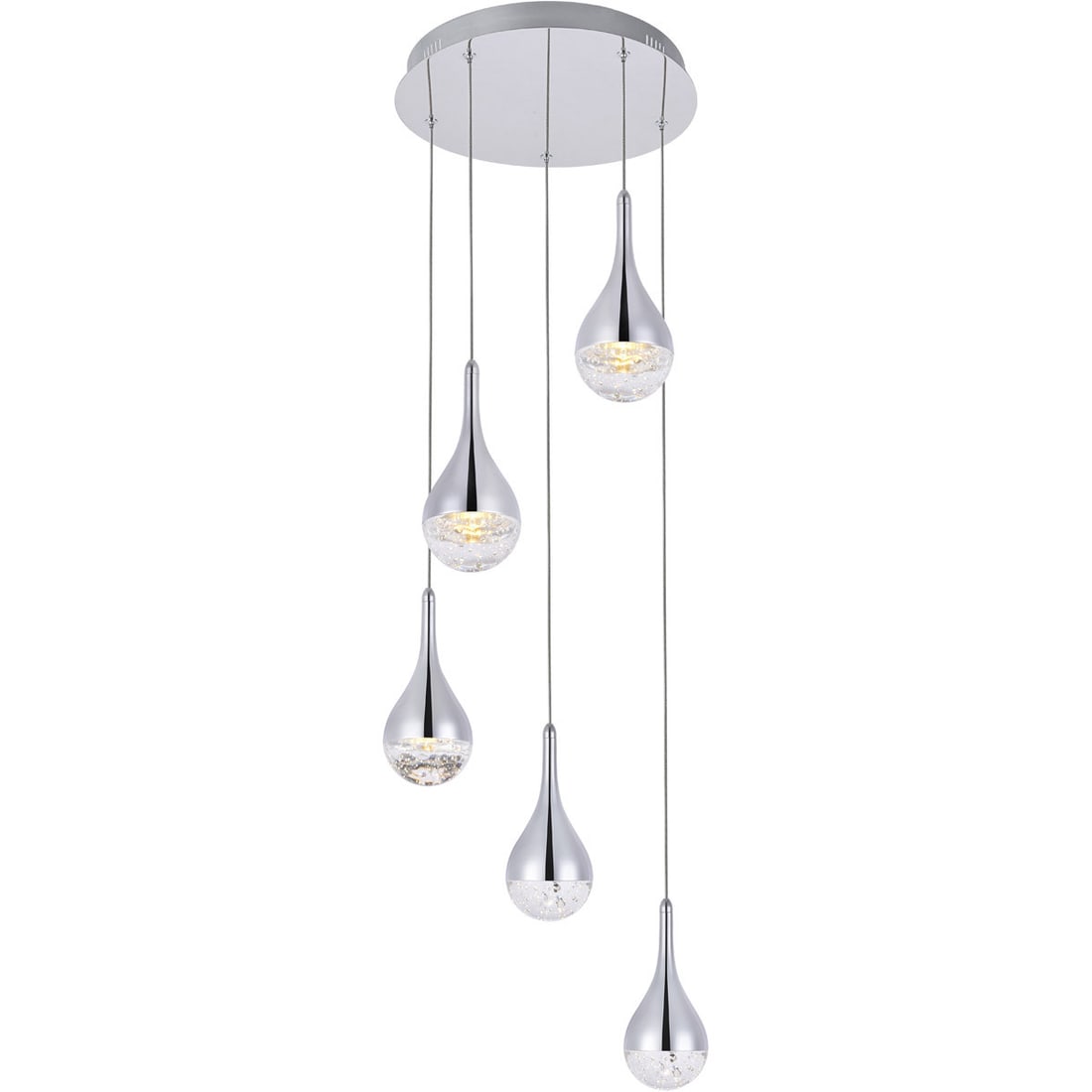 Amherst 5 Light Chrome Glass Pendant Chandelier 15 Inch (1 of 8)