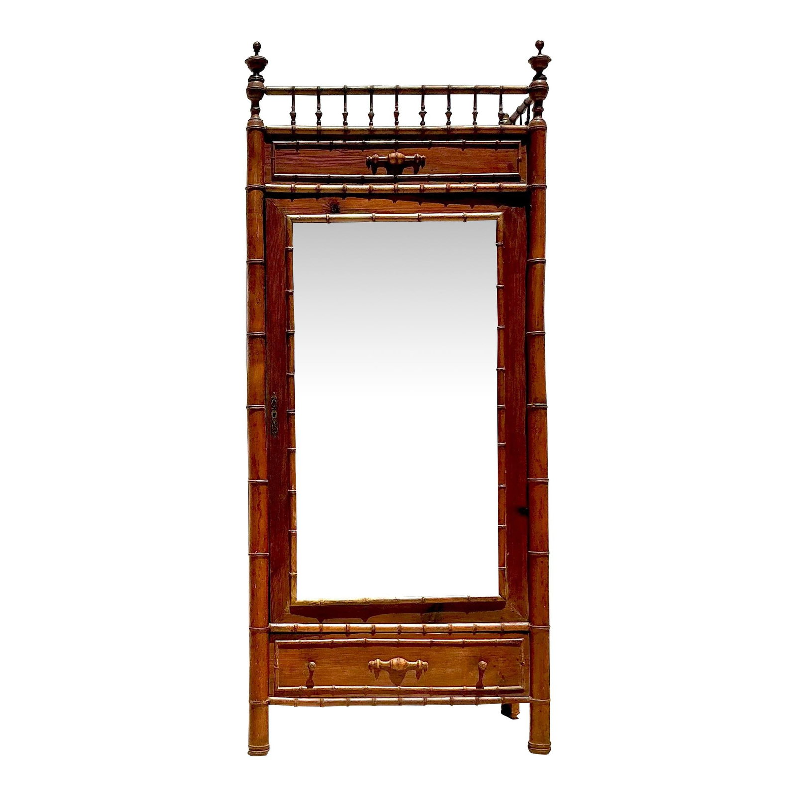 Vintage Coastal Bamboo Armoire with Intricate Detailing 38 x 19 x 88.5 (1 of 10)