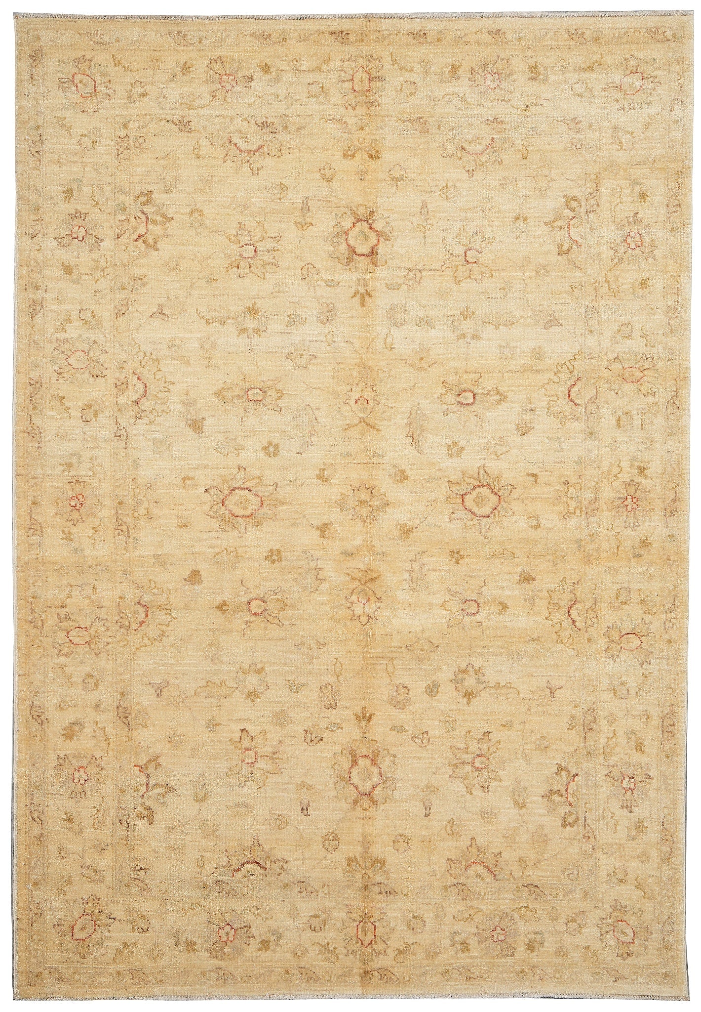 6 x 8.9 Hand-Knotted Wool Rug Neutral Beige Gold Pastel: 6 x 8.9 Hand-Knotted Wool Rug Neutral Beige Gold Pastel Free continental US Shipping This hand-knotted rug features a harmonious blend of pale pastels, soft beige, and gold tones, crafted from high-qu