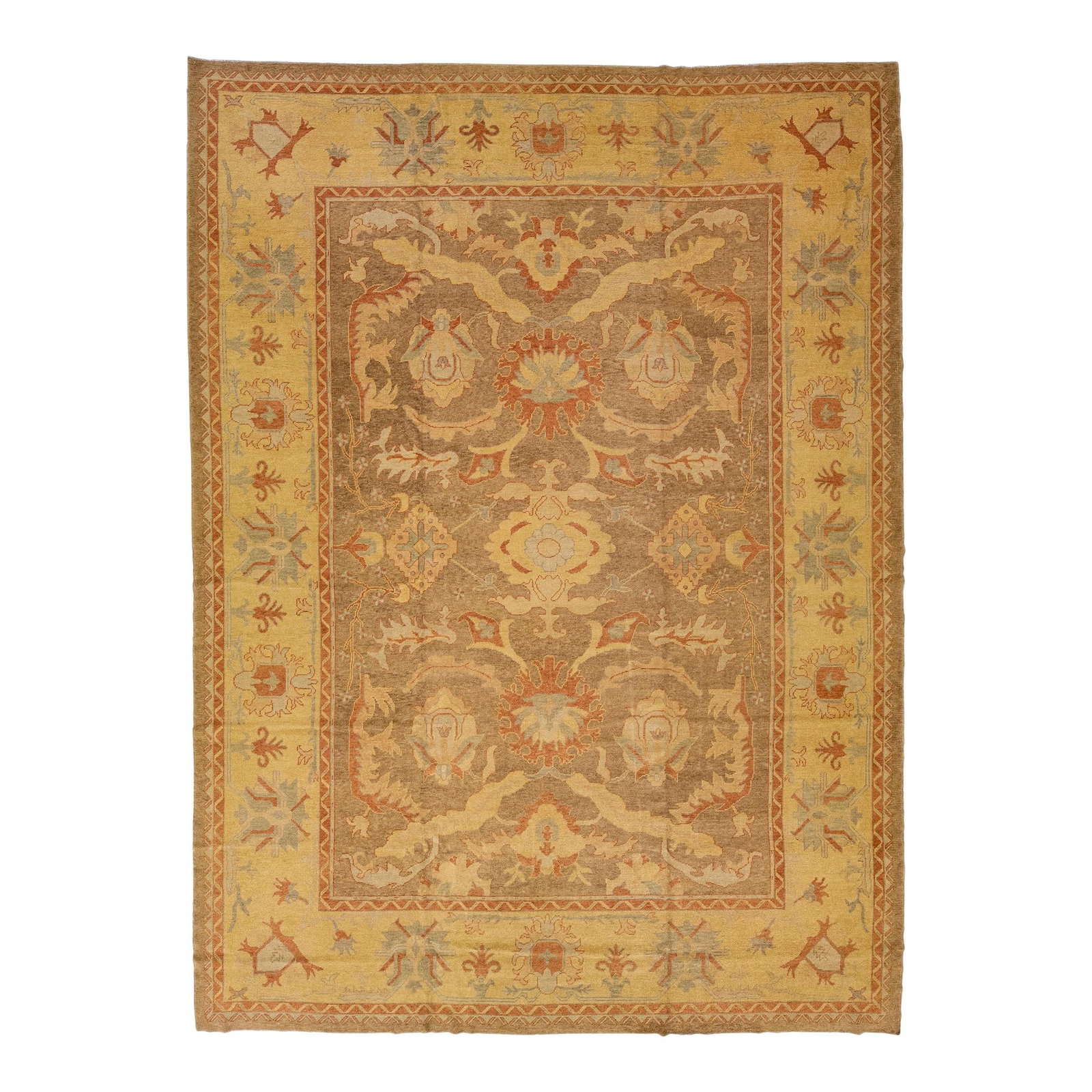Modern Turkish Oushak Handmade Wool Rug 13'5" x 18' Floral Motif (1 of 7)