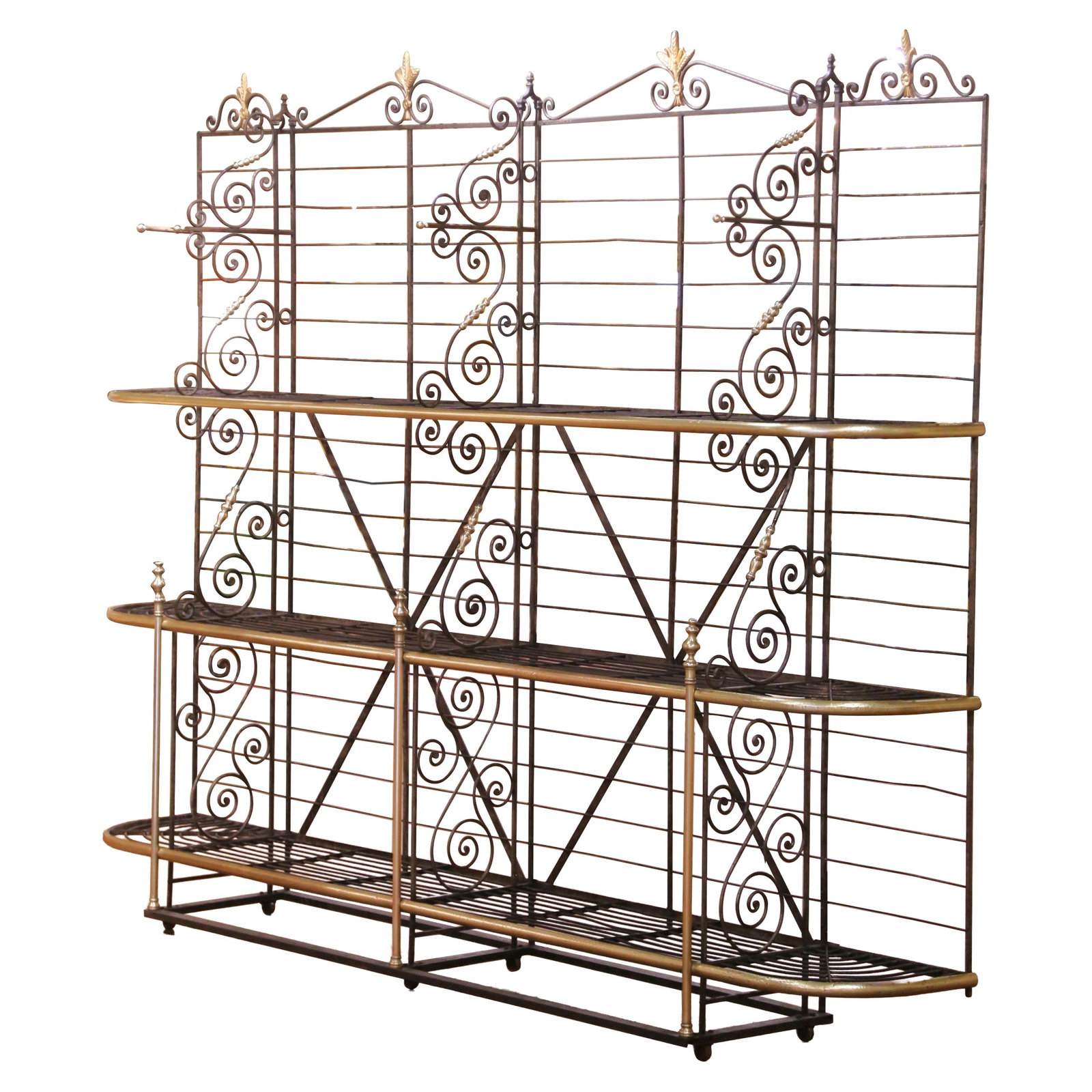 French Patinated Wrought Iron and Brass Rolling Baker's Etagere Circa 1920 (1 of 14)