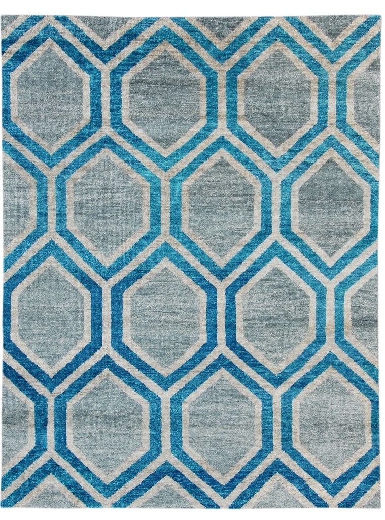 8x10 Turquoise Blue Handwoven Transitional Modern Area Rug: 8x10 Turquoise Blue Handwoven Transitional Modern Area Rug Free continental US Shipping Transform your space with this stunning 8' x 10' Turquoise Blue Transitional Modern Rug, designed to enhance bot