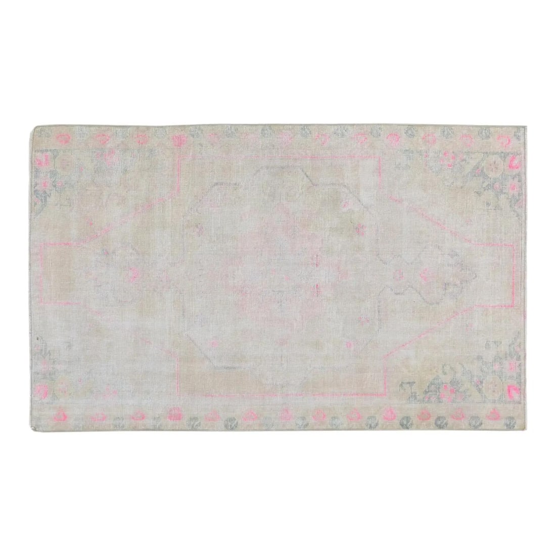 Anatolian Oushak Wool Rug Hand Knotted Vintage 4'3" x 6'10": Anatolian Oushak Wool Rug Hand Knotted Vintage 4'3" x 6'10" This vintage Turkish Anatolian Oushak rug from the 1960s features a hand-knotted construction with natural colors, a soft texture, and a fin
