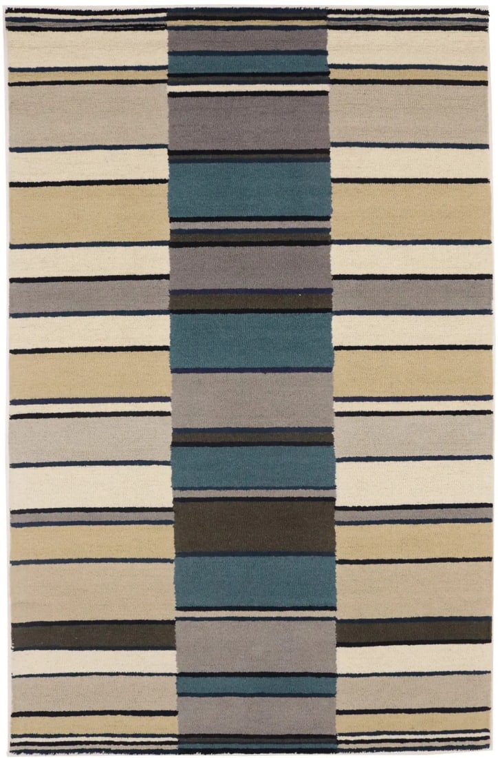 Hand-Tufted Wool Multicolored Striped Rug for Kids Room 5x8: Hand-Tufted Wool Multicolored Striped Rug for Kids Room 5x8 Enhance your child's space with this vibrant Hand-Tufted Multicolored Stripes Rug. Measuring 5'0" x 8'0", this area rug is made from high-qu