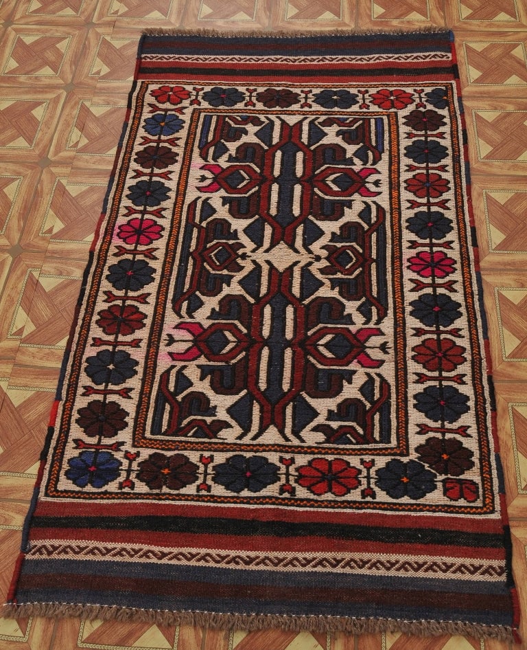 2.8 x 4.8 Hand-Knotted Red Baluch Rug from Pakistan (1 of 6)