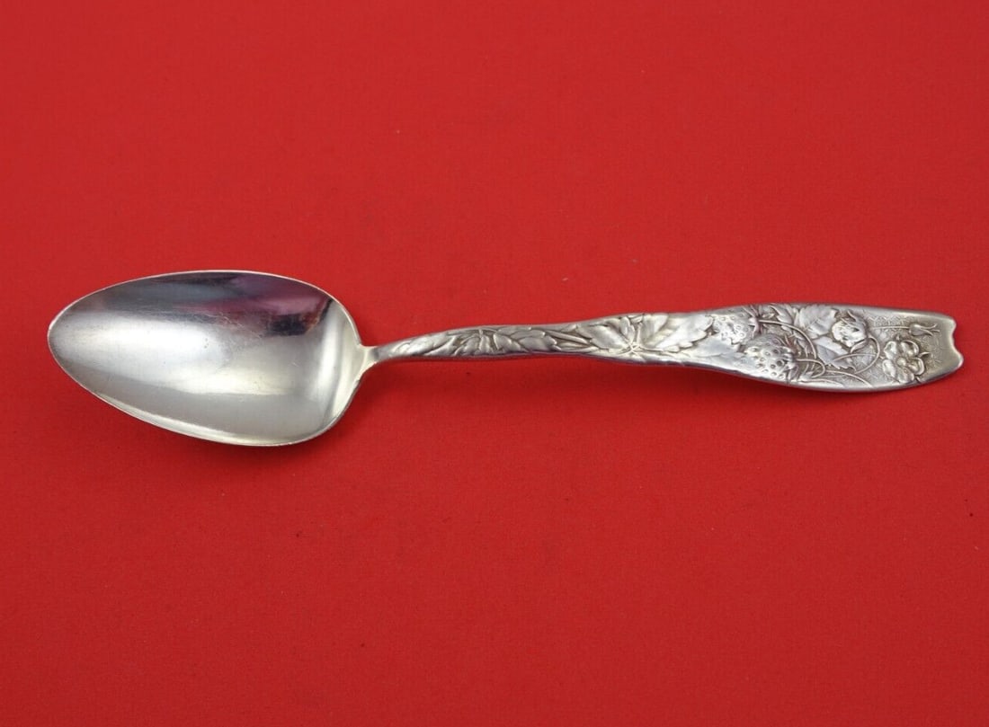 Whiting Berry Sterling Silver Soup Spoon 7 1/8 Strawberry Motif: Whiting Berry Sterling Silver Soup Spoon 7 1/8 Strawberry Motif This exquisite Berry by Whiting soup spoon showcases a delightful strawberry motif, reflecting the intricate craftsmanship of the Whitin