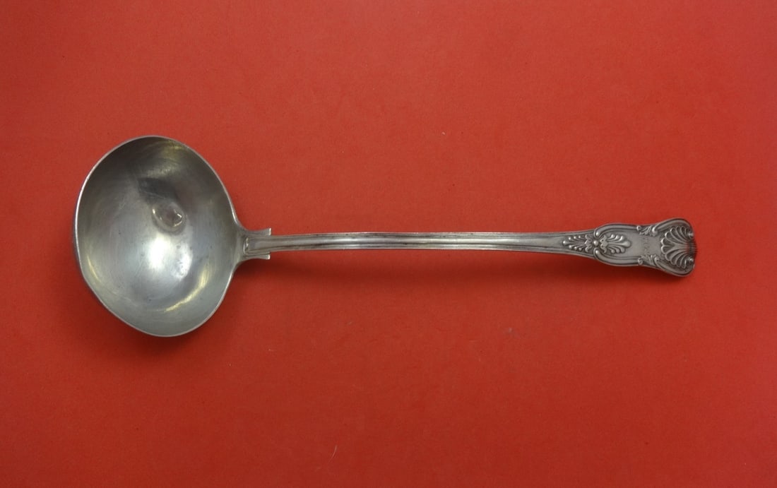 Kings English Sterling Silver Soup Ladle SH.DC 13 1/8 Inch: Kings English Sterling Silver Soup Ladle SH.DC 13 1/8 Inch This exquisite soup ladle is crafted from high-quality sterling silver, featuring the distinguished Kings English pattern. It measures 13 1/8