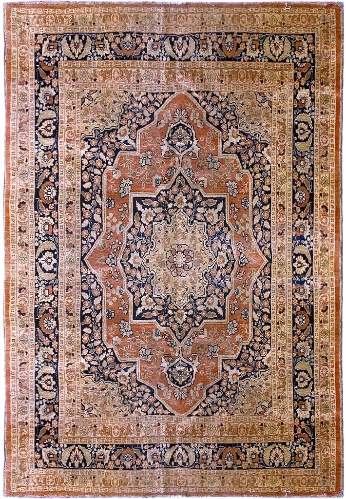 Authentic Antique Persian Tabriz Haj Jalili Rug 4.1 x 5.2 Hand-Knotted Wool: Authentic Antique Persian Tabriz Haj Jalili Rug 4.1 x 5.2 Hand-Knotted Wool Free continental US Shipping Experience the elegance of the 4' x 5' Authentic Antique Persian Tabriz Haj Jalili Rug, a stunn