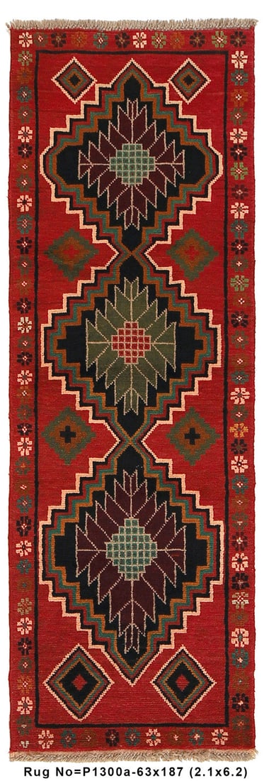 Tribal Wool Handmade Afghan Runner 2.1 x 6.2 ft (1 of 7)