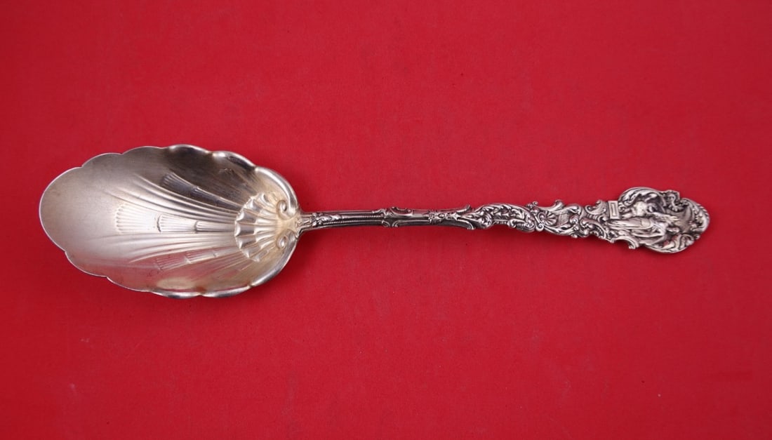 Gorham Versailles Sterling Silver Salad Serving Spoon Gold Washed 10 3/4" (1 of 2)