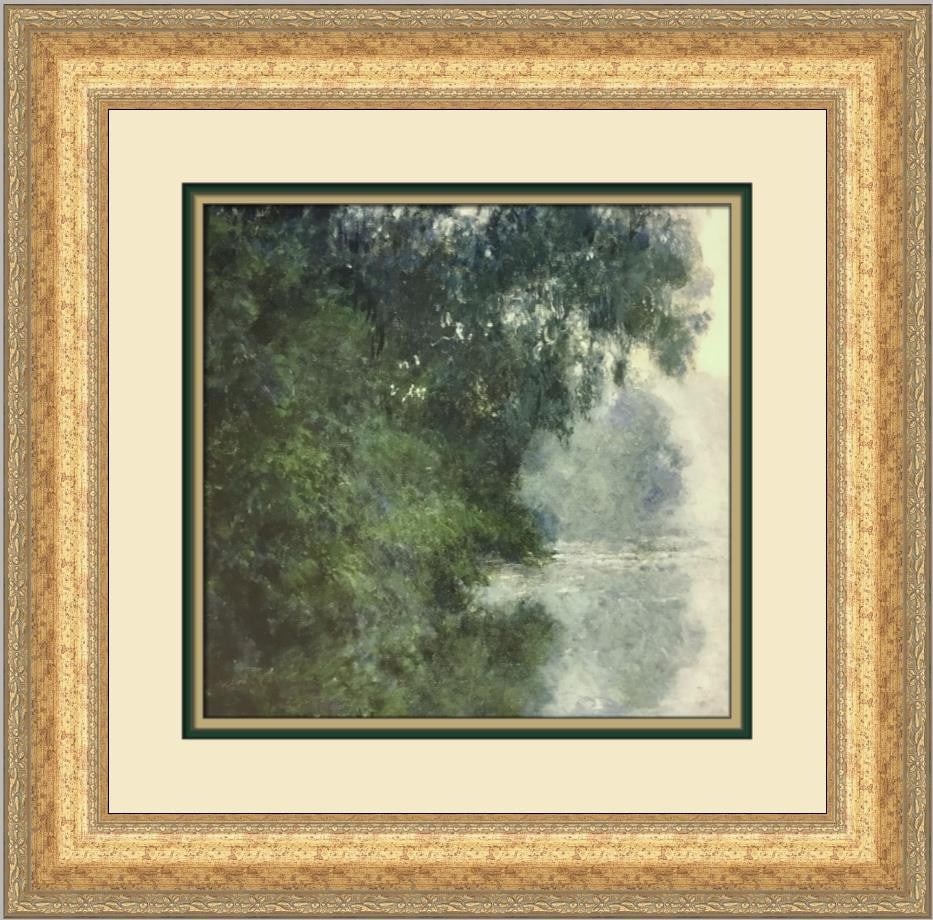 Claude Monet Open Edition Print Morning Mist On The Seine Framed: Claude Monet Open Edition Print Morning Mist On The Seine Framed This is a professionally custom-framed open edition offset lithograph print of "Morning Mist On The Seine" by Claude Monet. The artwork
